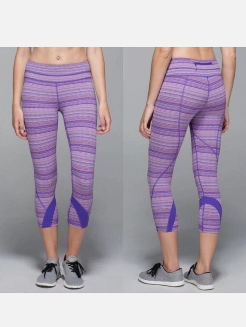 Lululemon Inspire Crop II Purple Space Dye Twist Workout Capri Leggings, Size 6